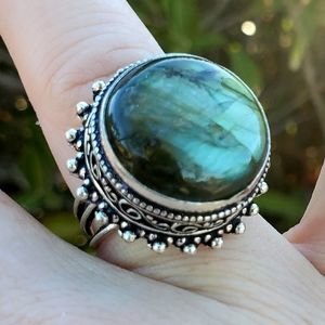 New Labradorite 925 Silver Ring.